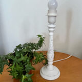Shabby white patina wooden lamp base