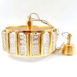 Mid-Century Scandinavian Glass & Brass Chandelier by Carl Fagerlund for Lyfa & Orrefors, 1960s