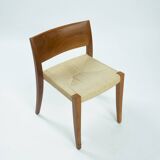Walnut Molteni & C dining chairs with papercord seating, Italy, 1990s