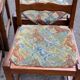 6 solid wood chairs in dark oak and floral fabric