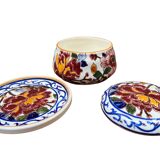 Gien earthenware tea set, peony decoration