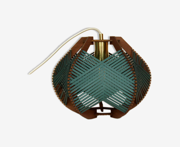 Lampe tissée verte foncée à suspendre