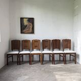 Set 6 chaises art déco chêne 1940