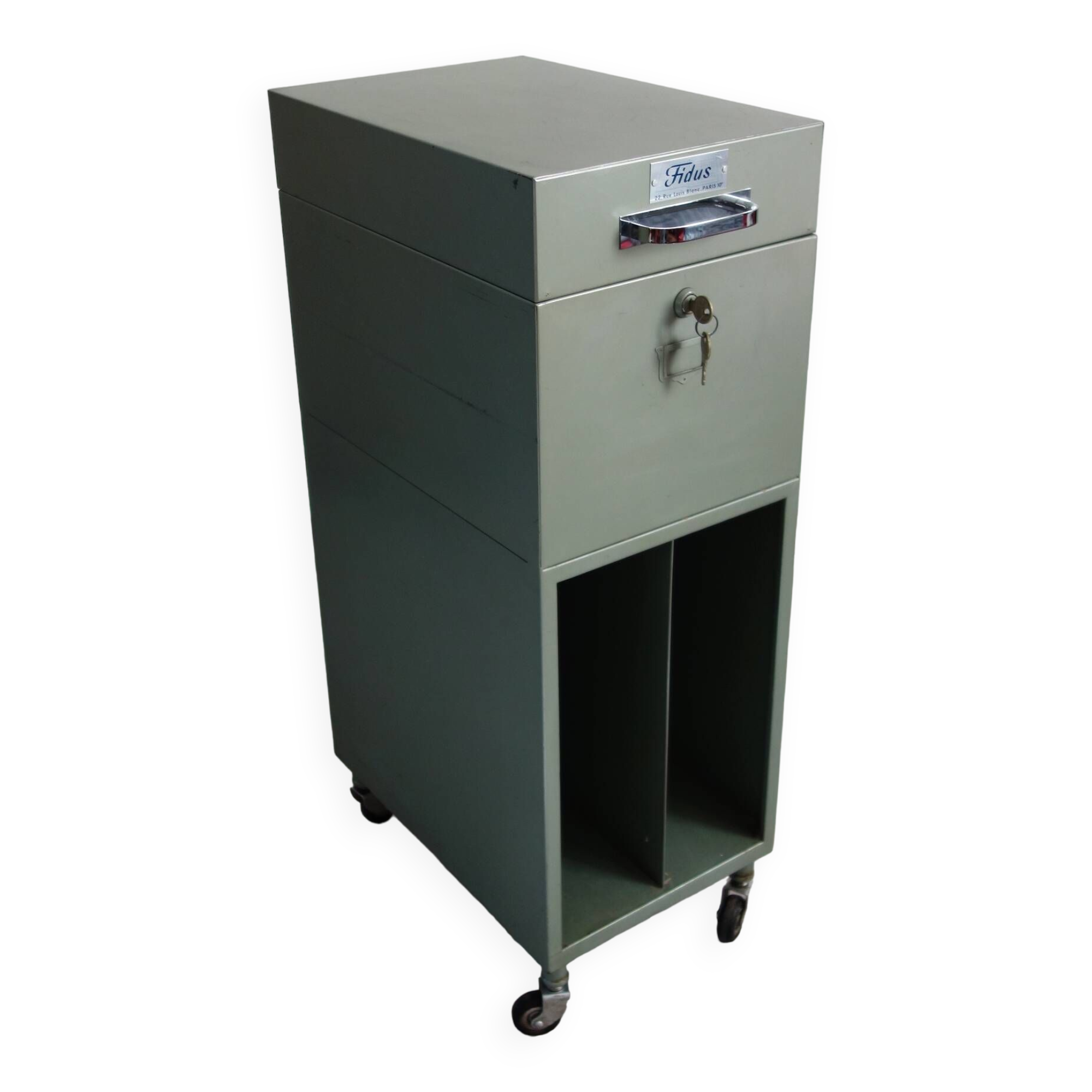 Industrial metal filing cabinet on casters Fidus