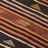 Brown & Red Striped Vintage Kilim Runner Rug, 79x299Cm