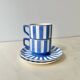 Pair of Art Deco Fox Trott Sarreguemines coffee cups, vintage earthenware
