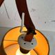 VINTAGE WOODEN WALL LAMP / SCISSOR LAMP WITH LAMPSHADE 'ARO LEUCHTEN'