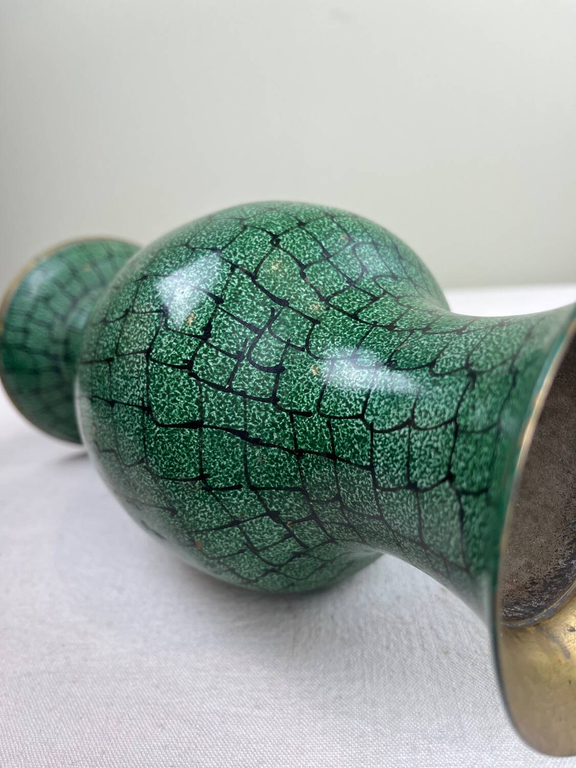 Decorated brass vase