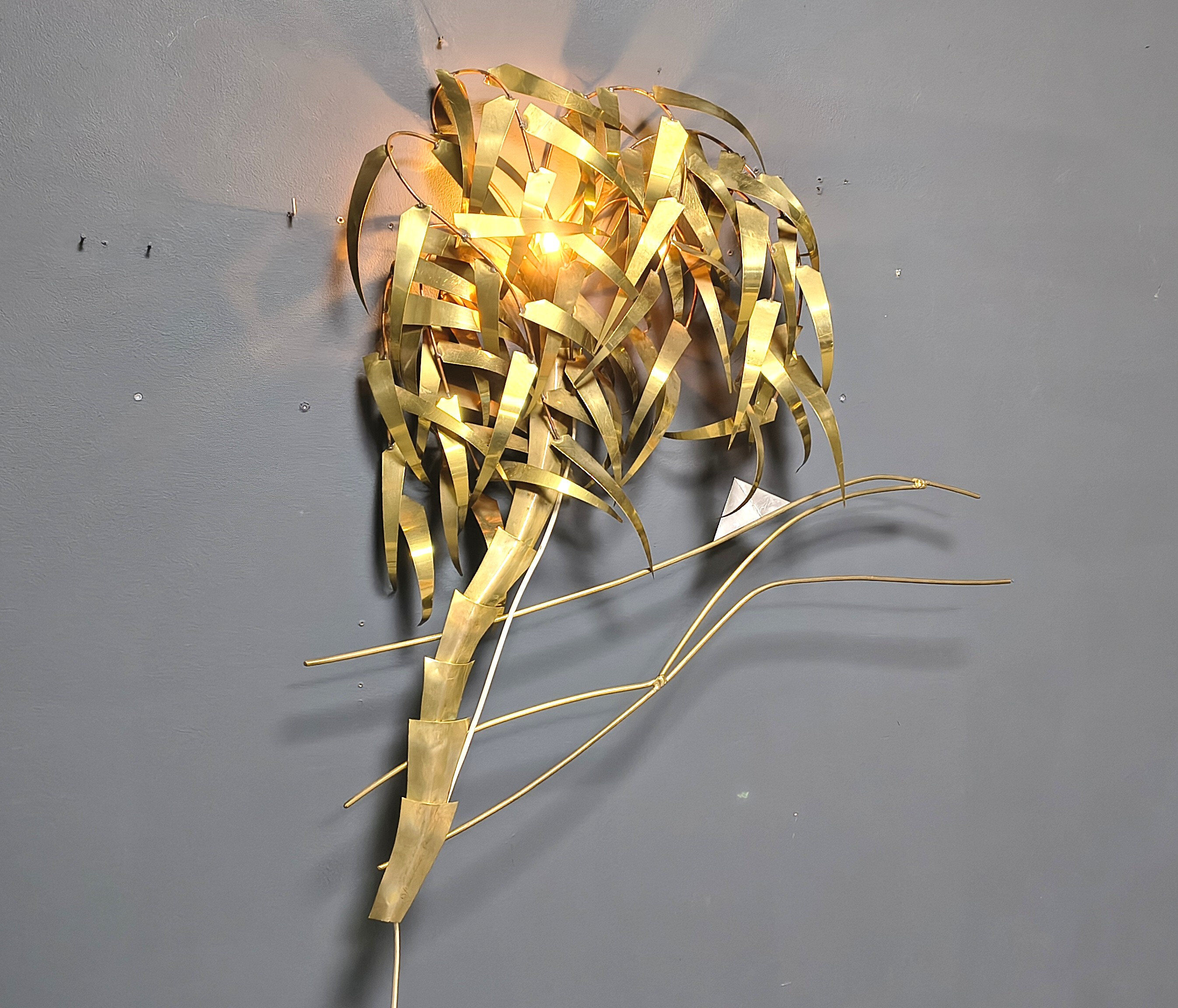 Palm tree wall light by Daniel D'Haeseleer, 1970s