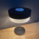 Table lamp in black metal and white glass, by Kamenicky Senov 1960s