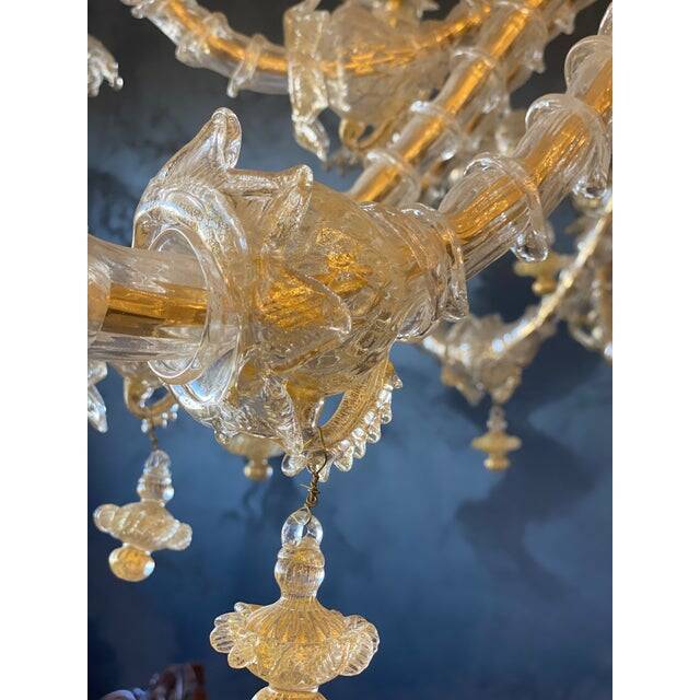 Contemporary Venetian "Ca Rezzionico" Gold Murano Glass Chandelier