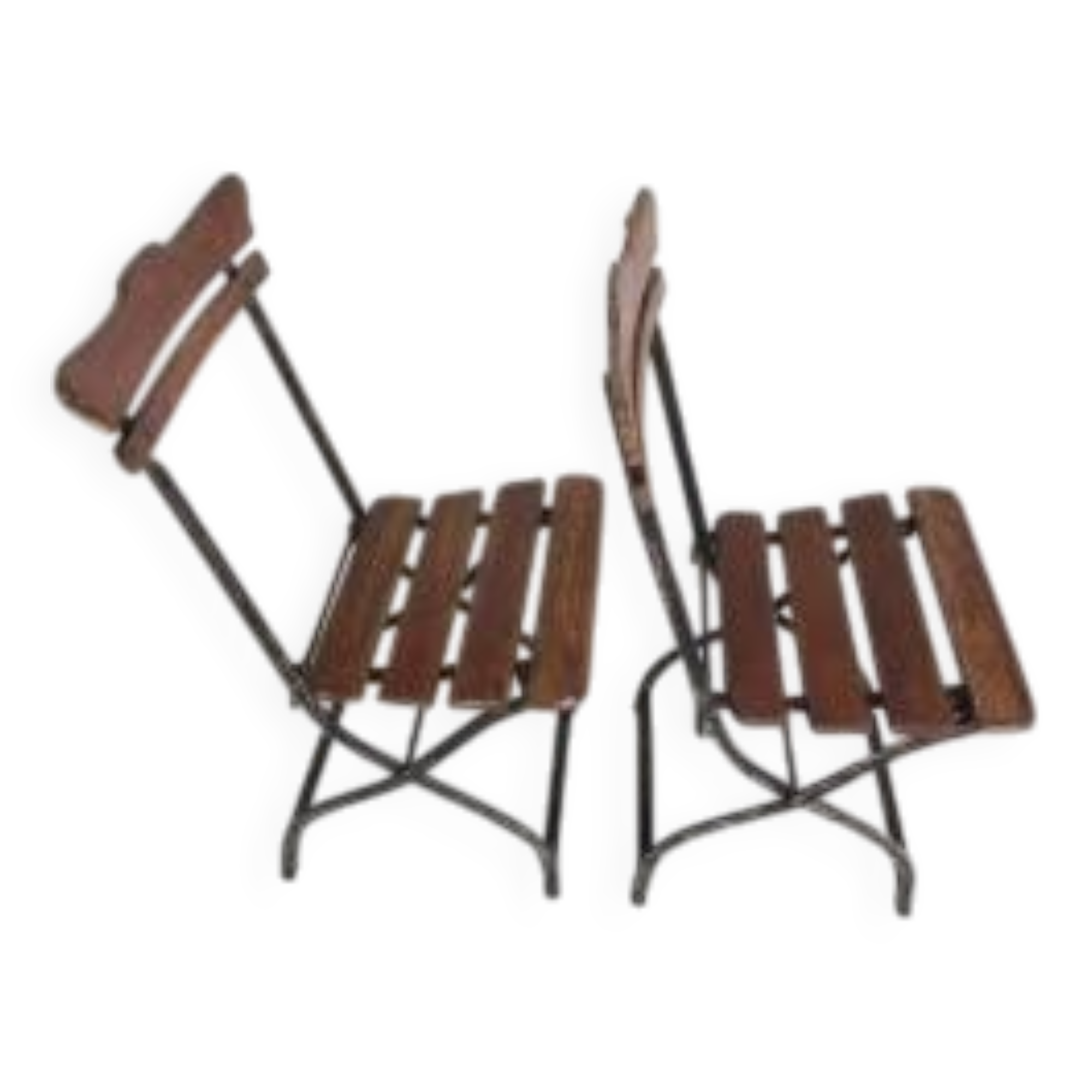 Set of 2 folding chairs, garden chairs, 1930s