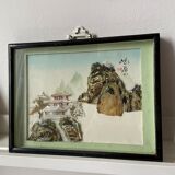 Tableau Cadre chinois bois laqué vintage