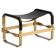 Footrest in aged brass and black leather, modern style, wanderlust