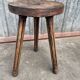 Vintage wooden footstool rustical bohemian deco farm stool