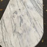 Table de bistrot marbre ovale et acier noire pétrole 4 couverts 140cm