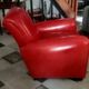 Pair of "Minister" Club Armchairs in red leather – Artisan