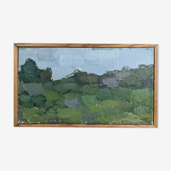 Peinture à l’huile de paysage abstrait suédois, encadré