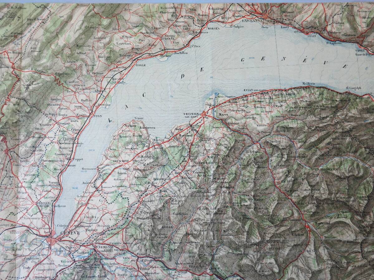 Old map of Geneva, Lausanne, Thonon, Nantua, Annecy.