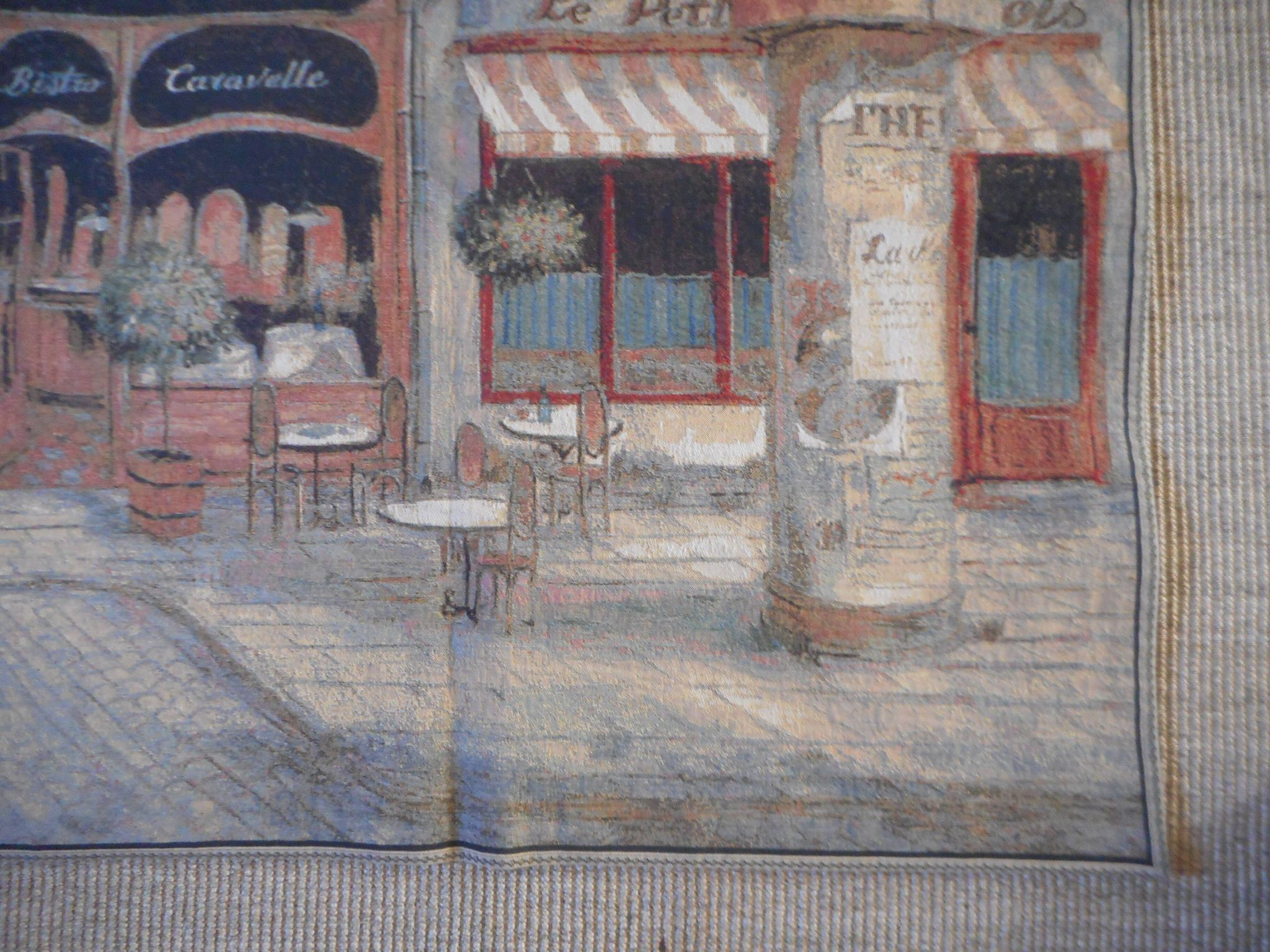 Village wall tapestry in trompe l'oeil after F de Villeneuve
