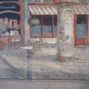 Village wall tapestry in trompe l'oeil after F de Villeneuve