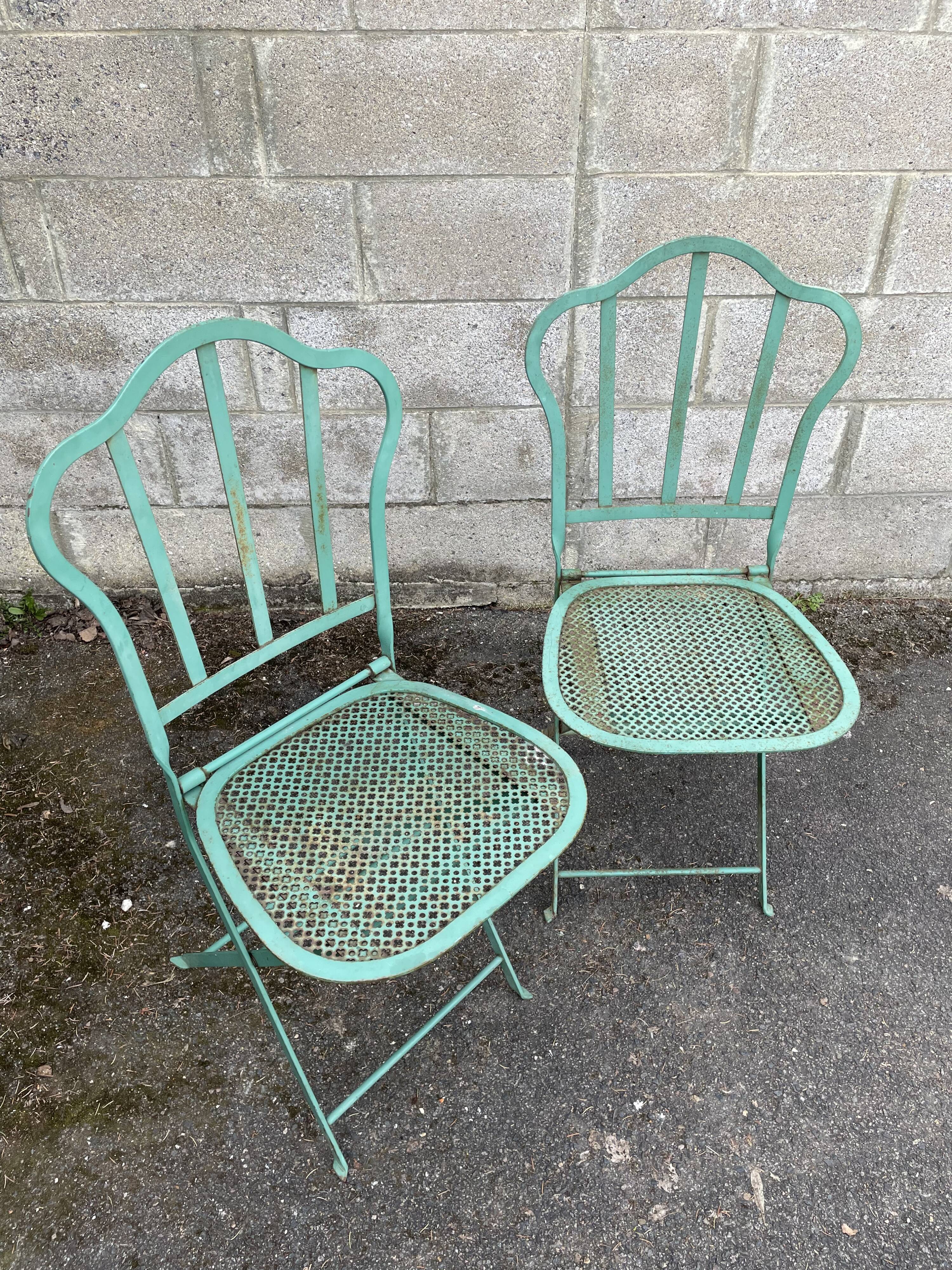 Set of 2 folding garden chairs XIXth