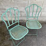 Set of 2 folding garden chairs XIXth