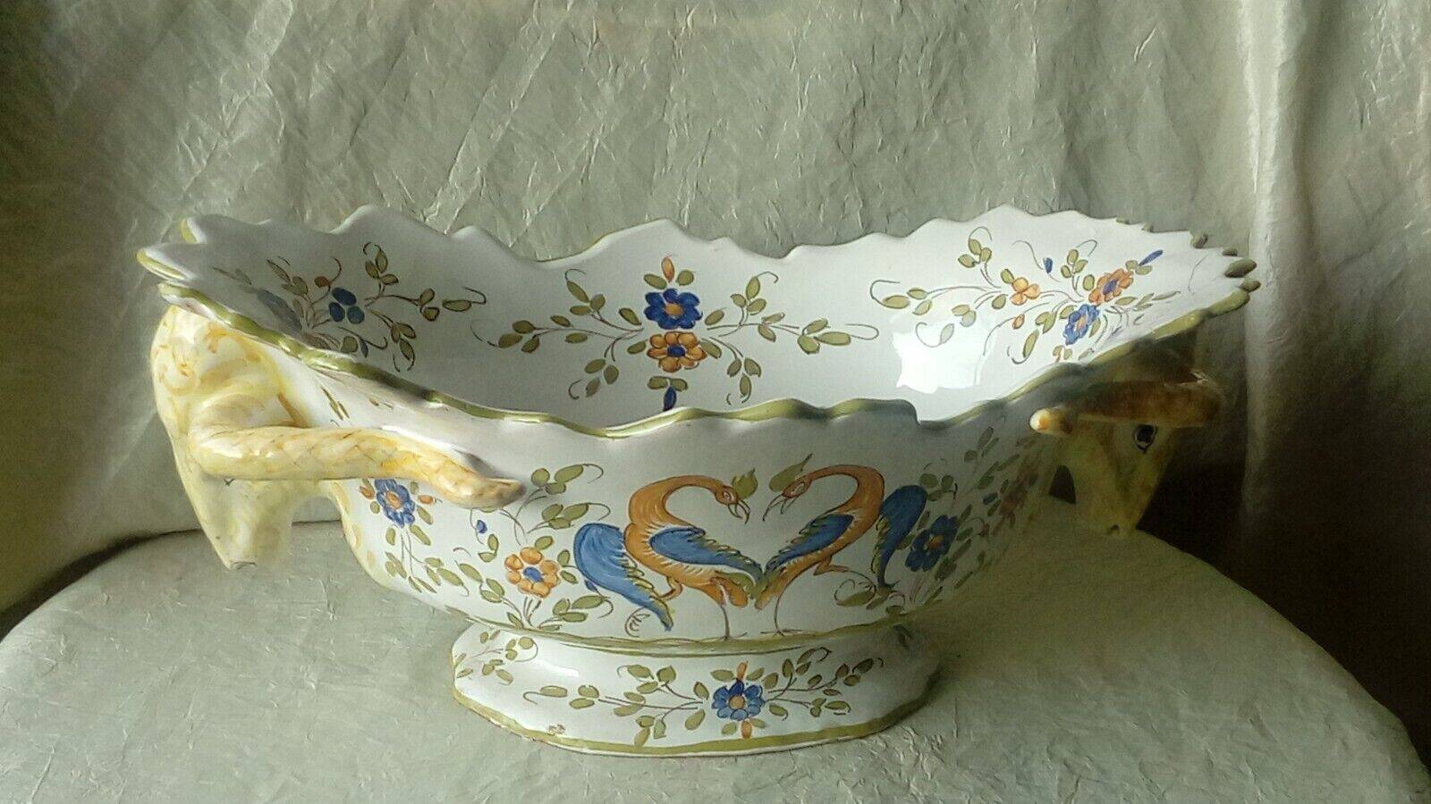 Moustiers earthenware planter with ram's head