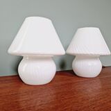 Paire de lampes champignon en verre de Murano, années 1970-80