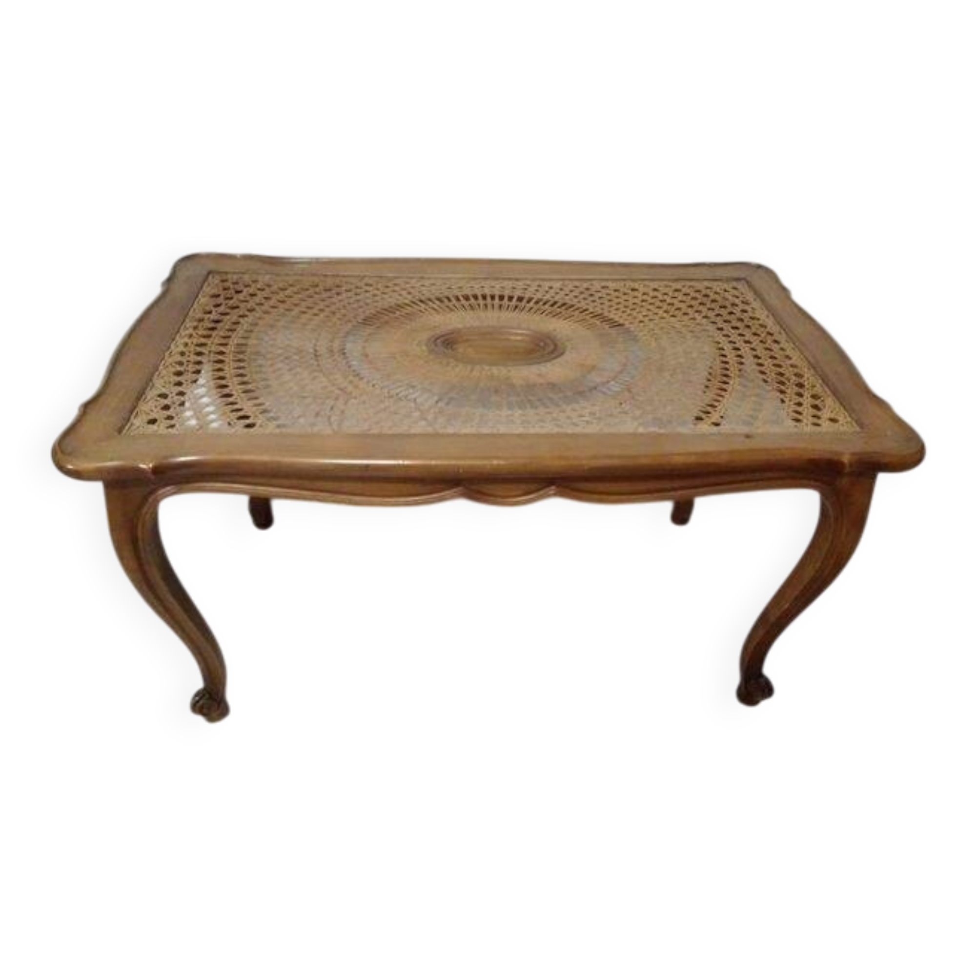 Crush: coffee table in caning and vintage wood