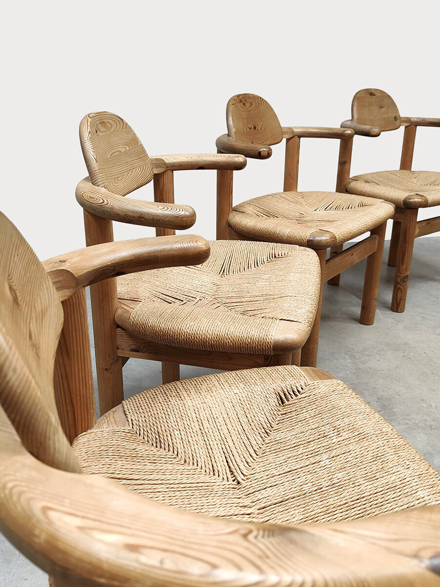 Vintage Rainer Daumiller papercord dining chairs Hirtshals Savværk