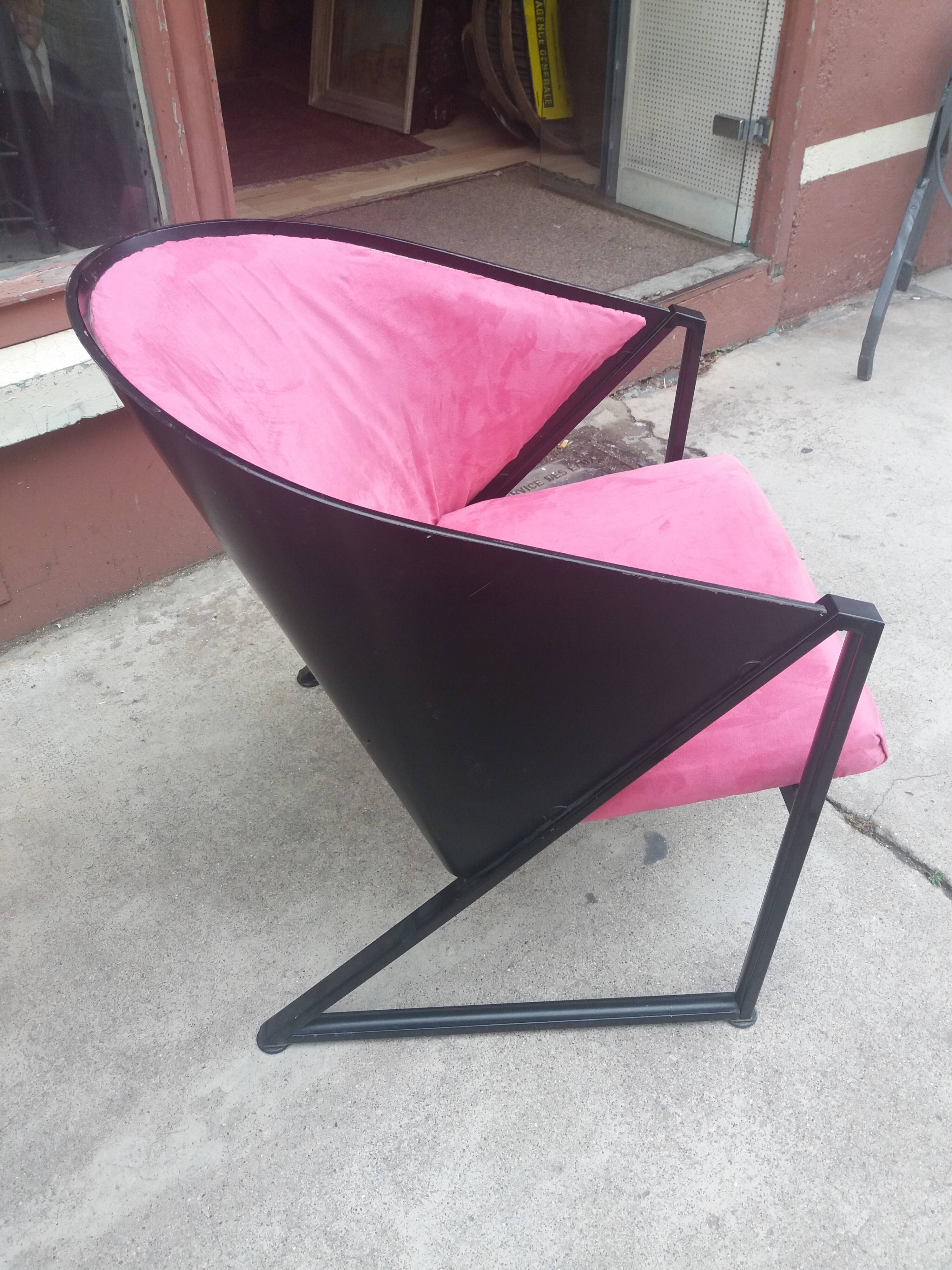 Fauteuil en acier et coque bois post formée vers 1980