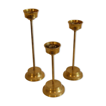 Lot de 3 bougeoirs scandinaves en laiton 1970