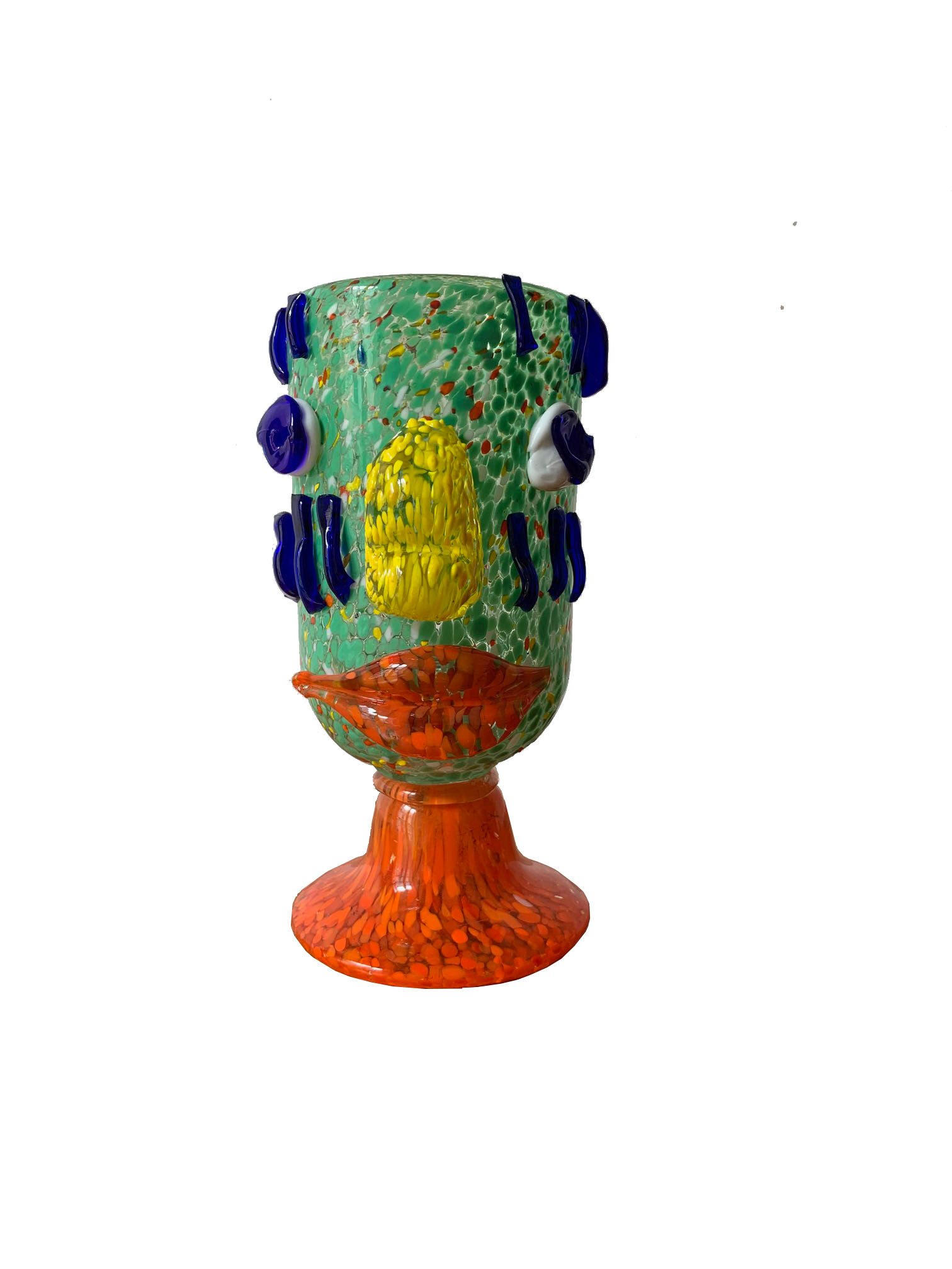 Vase face glassware polichrome