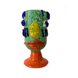 Vase face glassware polichrome