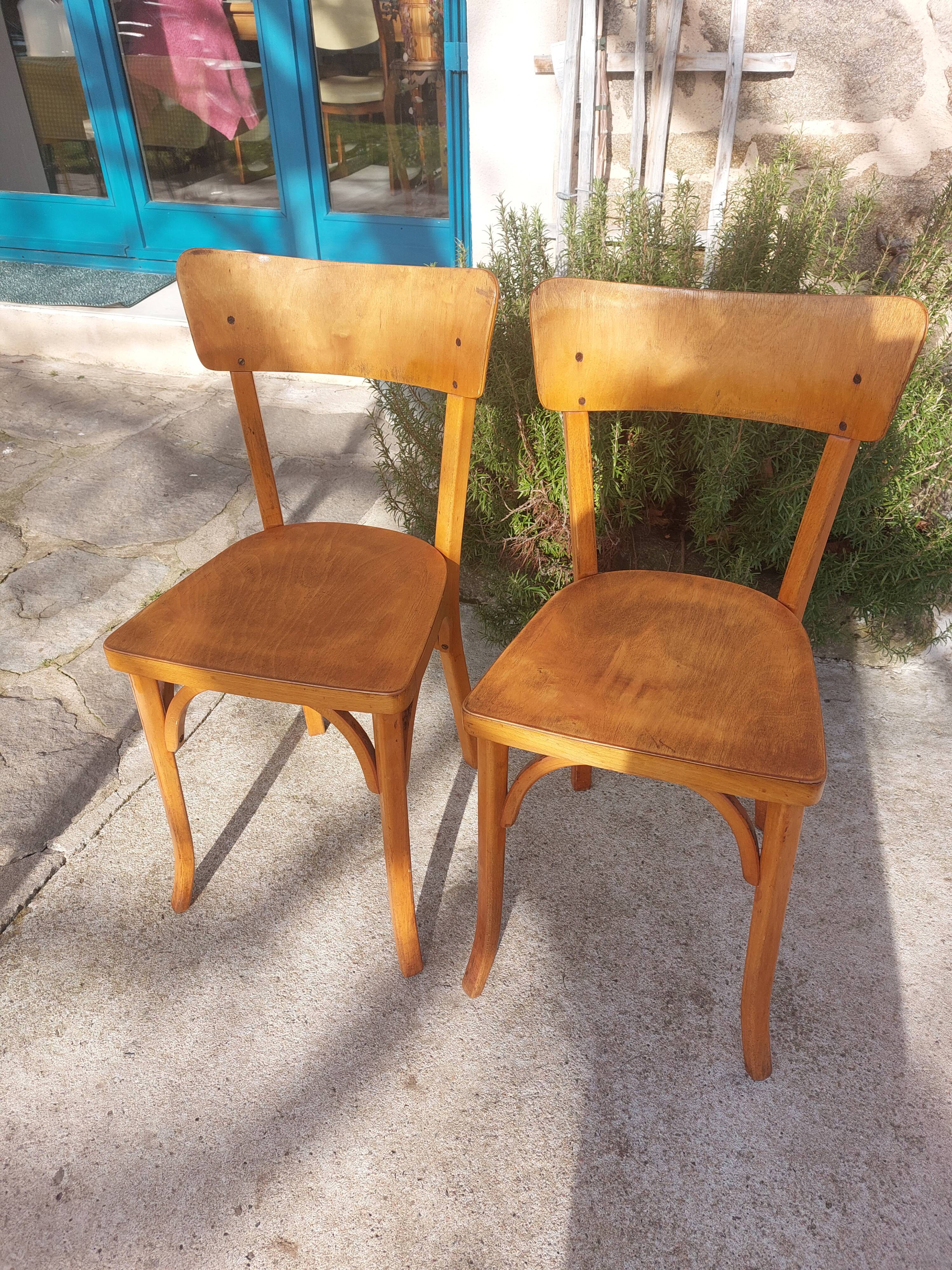 pair of Baumann bistro chairs