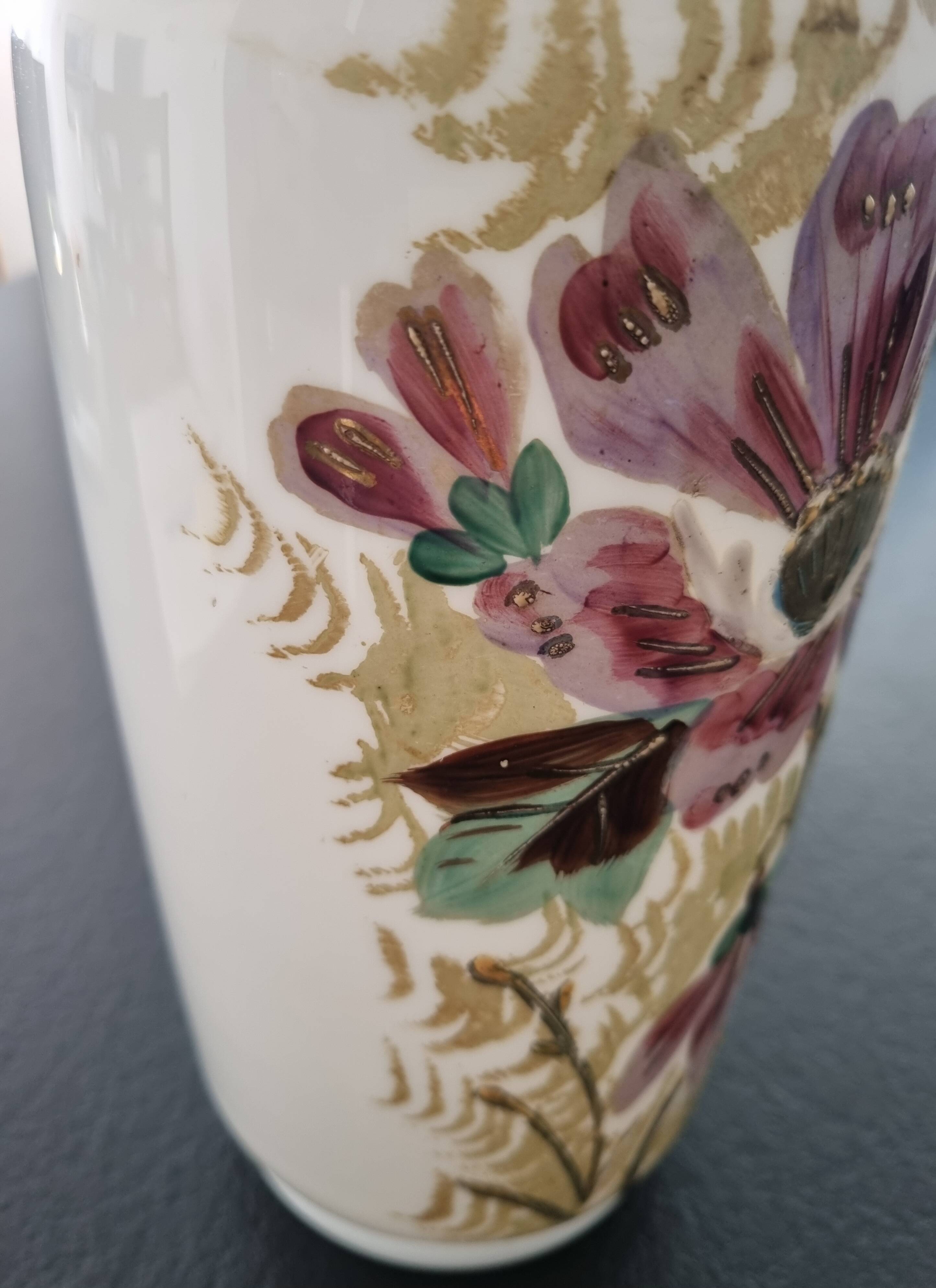 Painted opaline vase, 1900