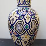 Old terracotta vase enameled painting vintage oriental style