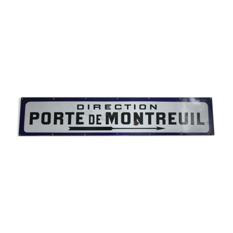 Enamelled plaque of the Paris metro towards Porte de Montreuil