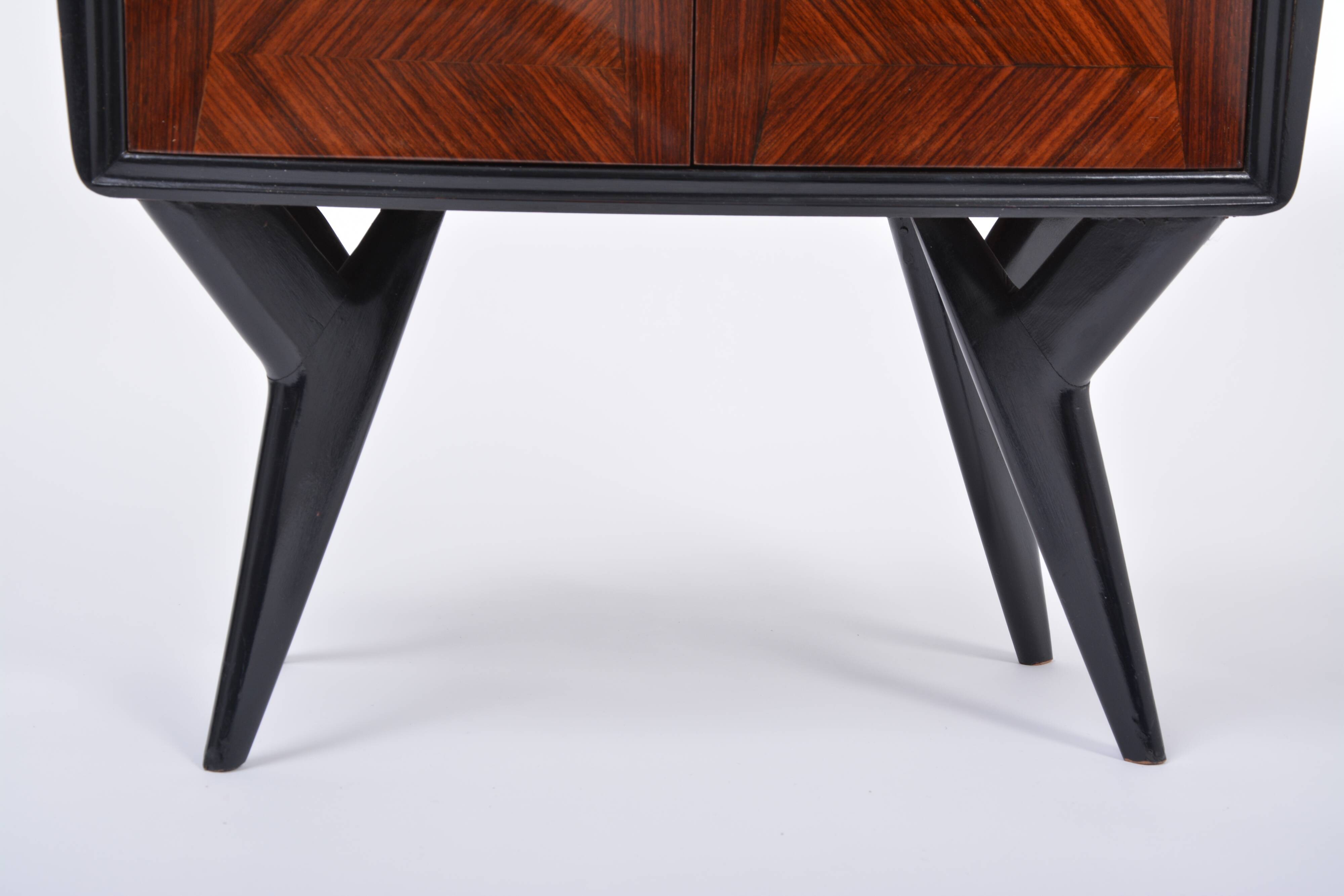 Pair of Italian Midcentury Nightstands with Sculptural Base