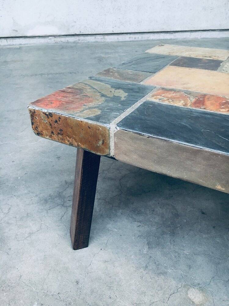 Brutalist Style Coffee Table in Slate Stone, 1970s