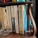 English bookcase neckline in blond mahogany from the 1850s period