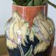 Art Nouveau vase in glazed ceramic, floral decoration, Gouda type, circa