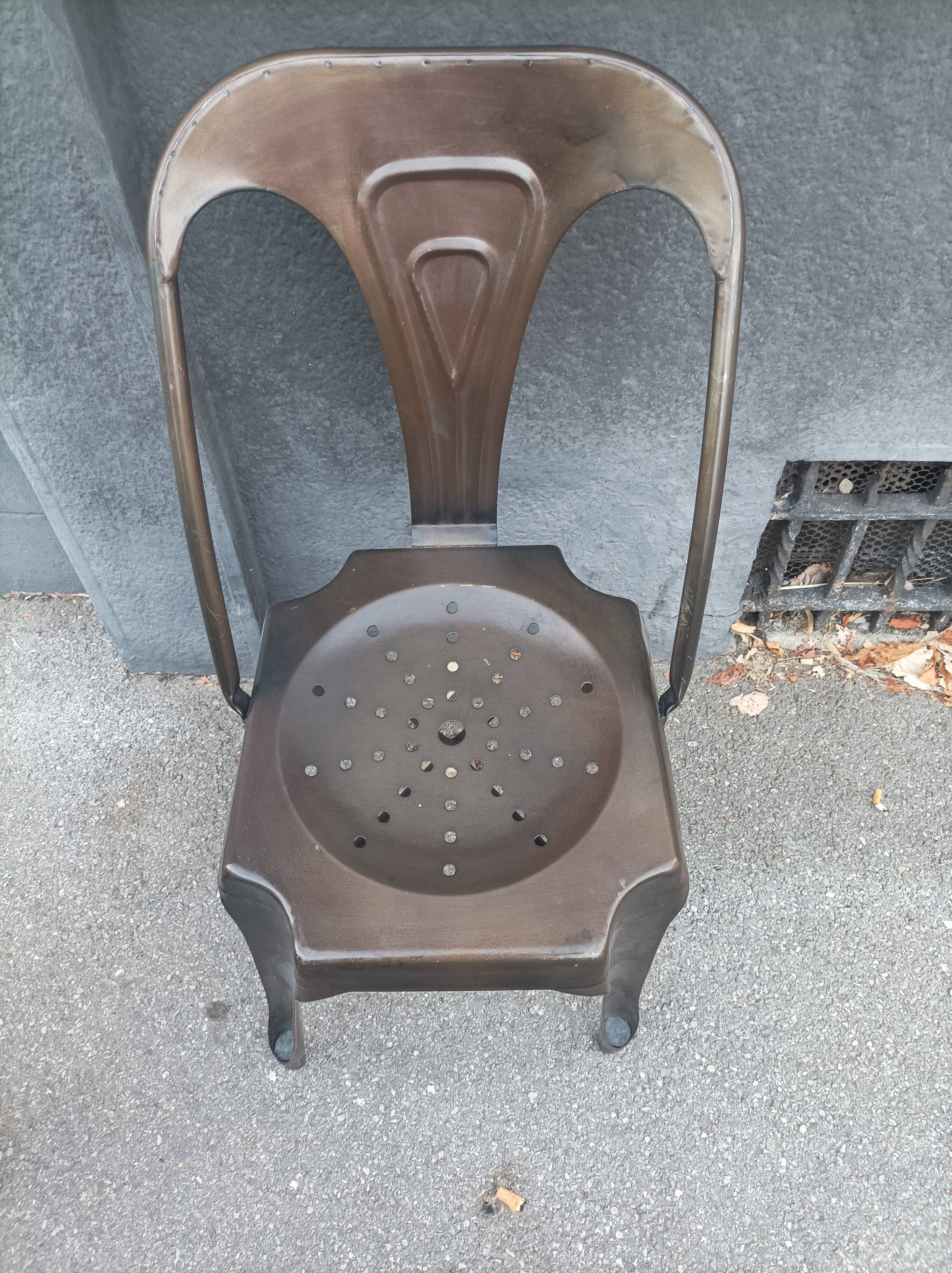 Industrial chair multipl's brushed metal Joseph Mathieu 1930