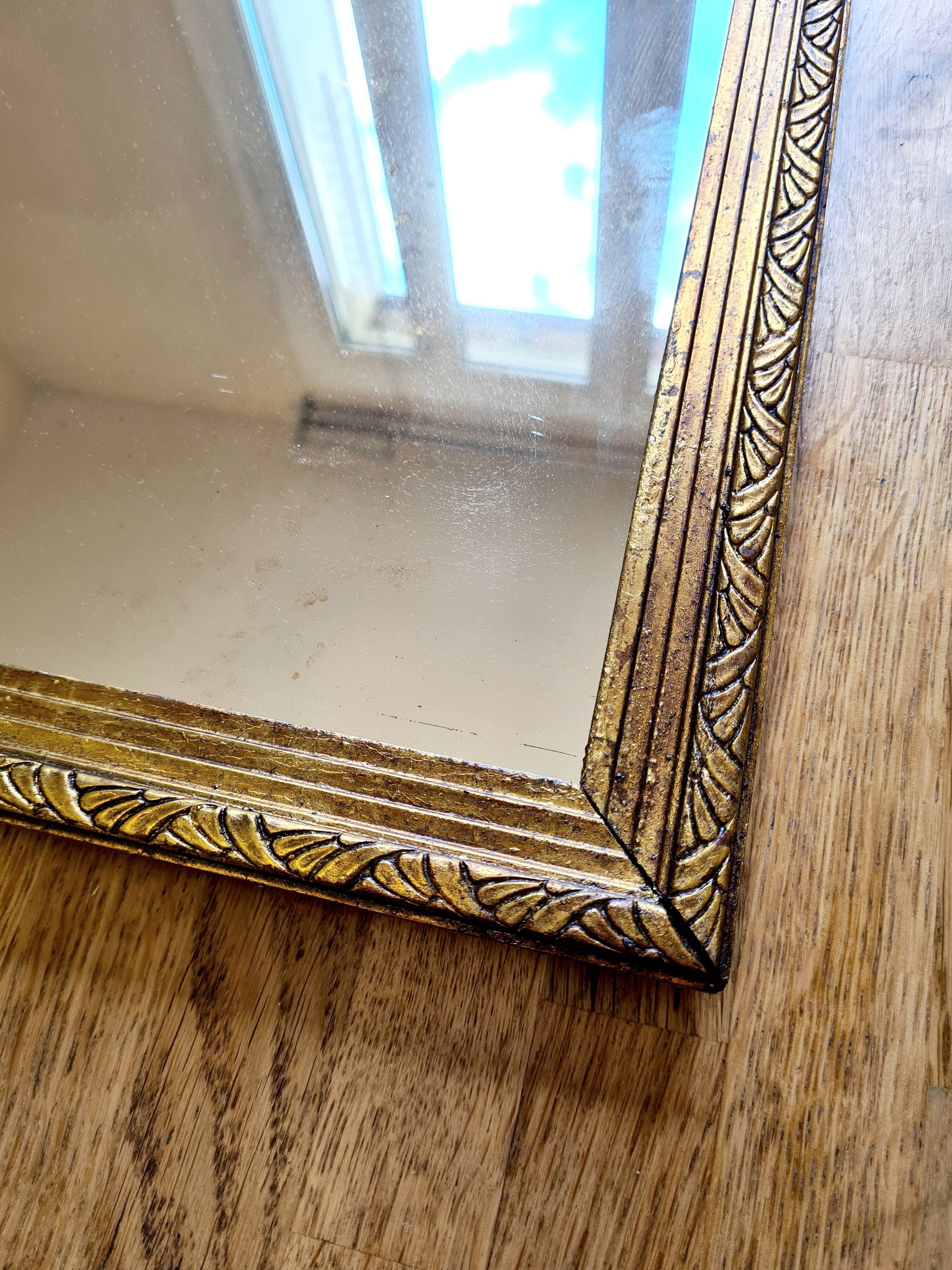 Art Deco mirror gilded with gold leaf – landscape format 47x37 cm