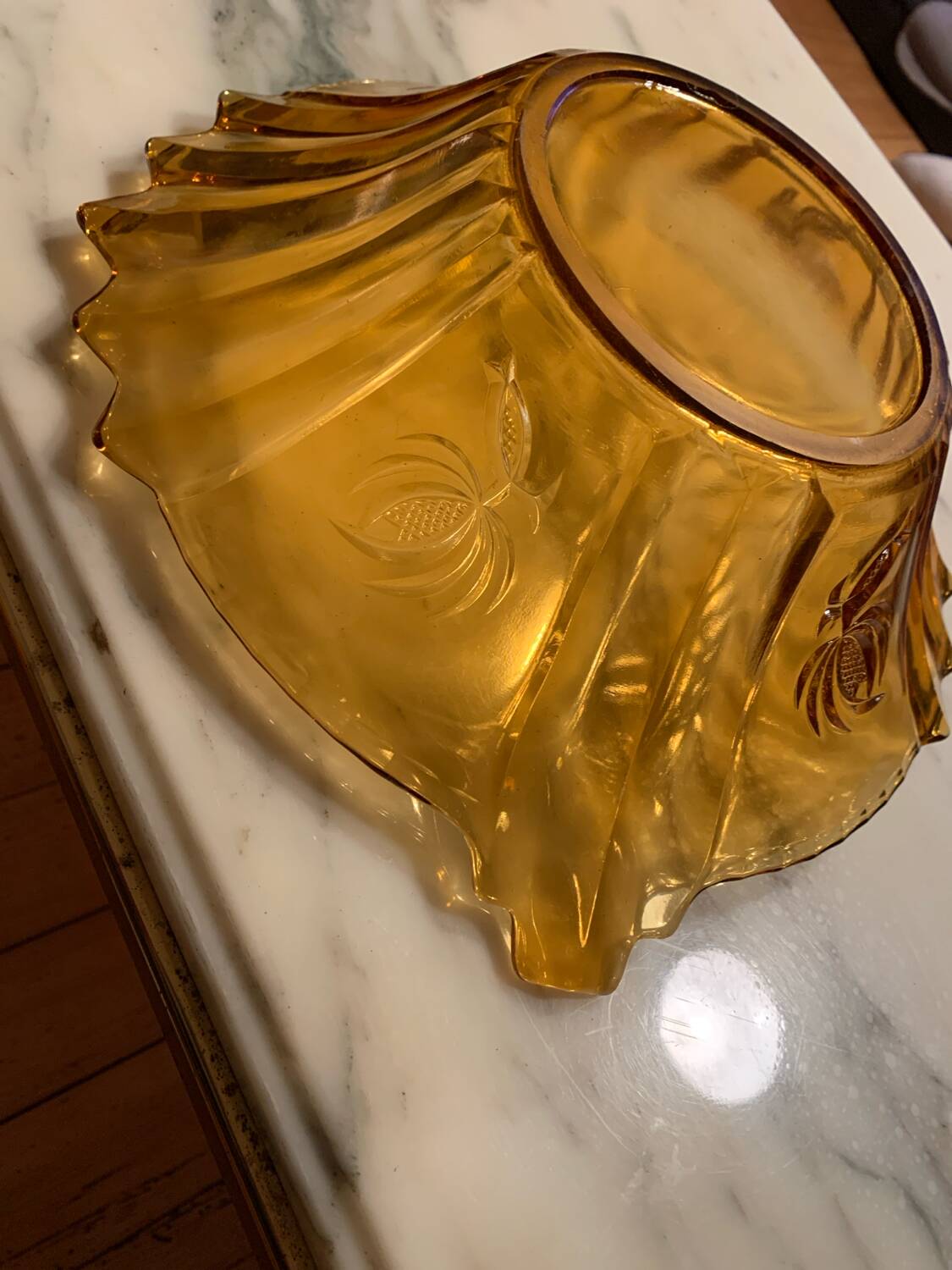 Orange glass fruit dish