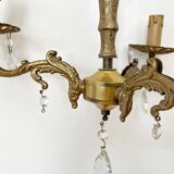 Antique 3-arm brass chandelier with tassels
