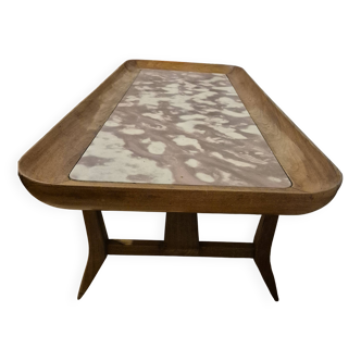 Marble and wood coffee table