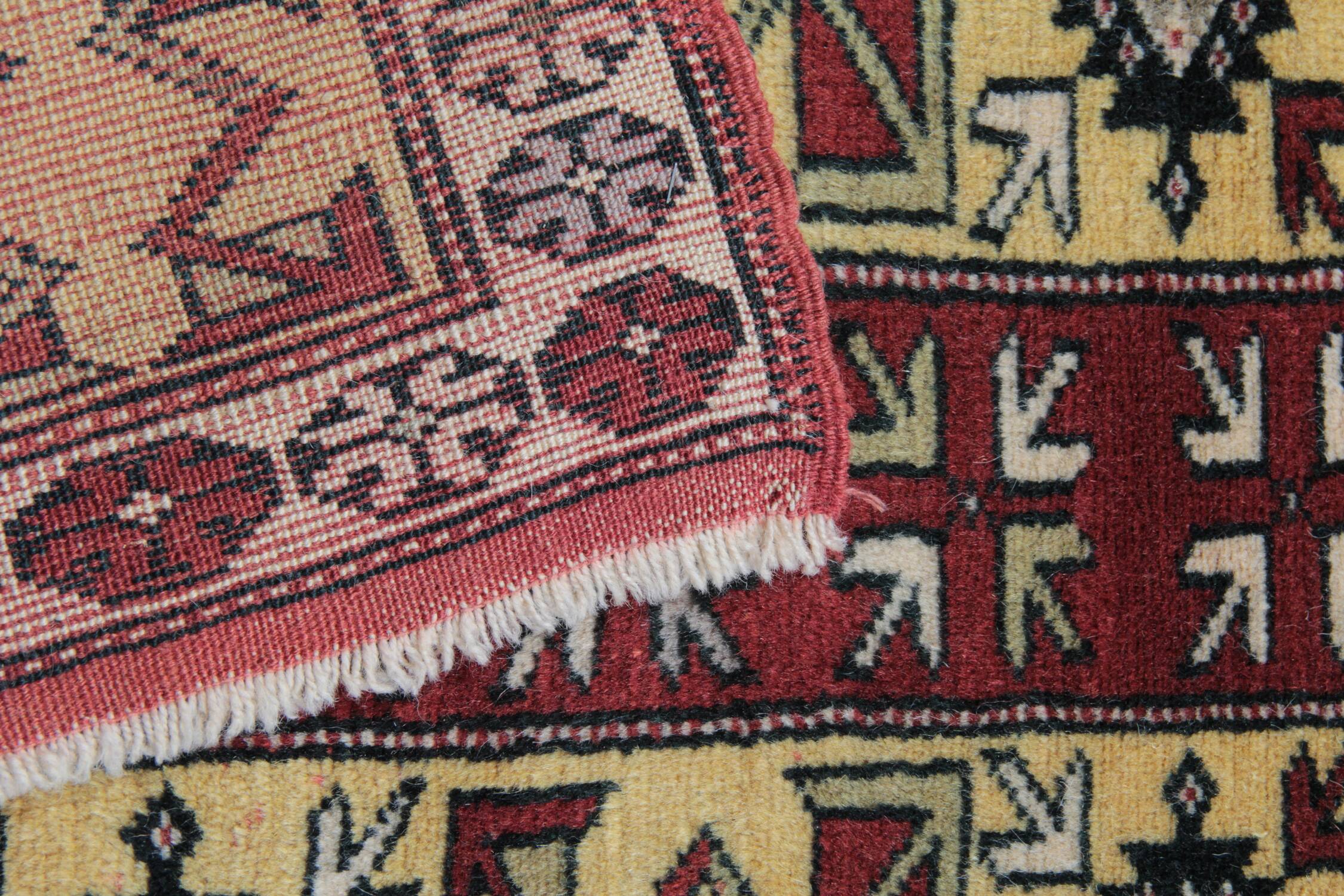 Rustic Mustard Burgundy Runner, Vintage Turkish Milas Wool Runner 81x286cm