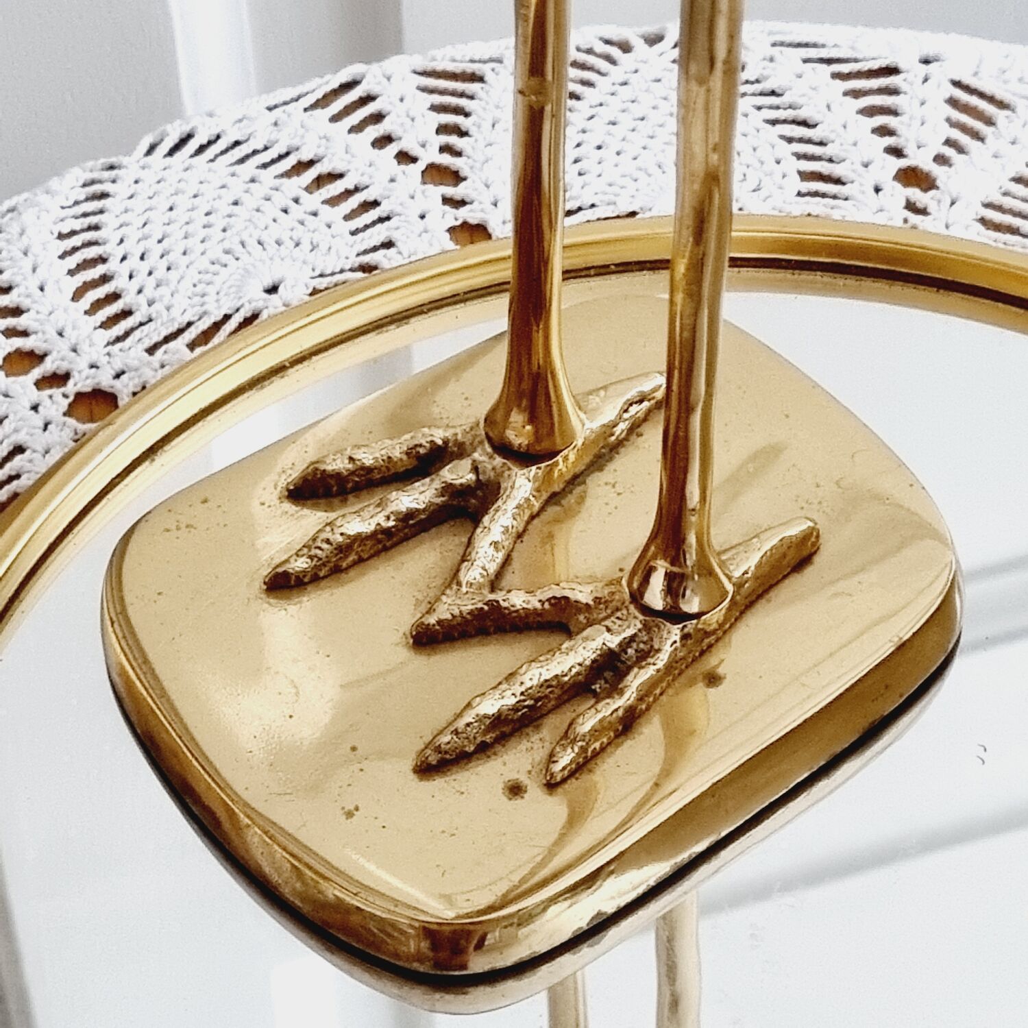 Ibis heron gilded brass